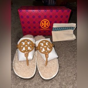 Tory Burch Women’s Miller Cloud Sandals. Color: Caramel corn/Buttermilk.